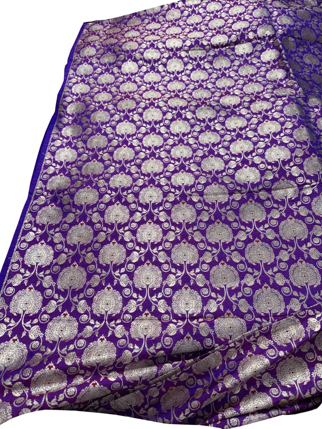 Purple Banarasi Handloom Katan Silk Fabric
