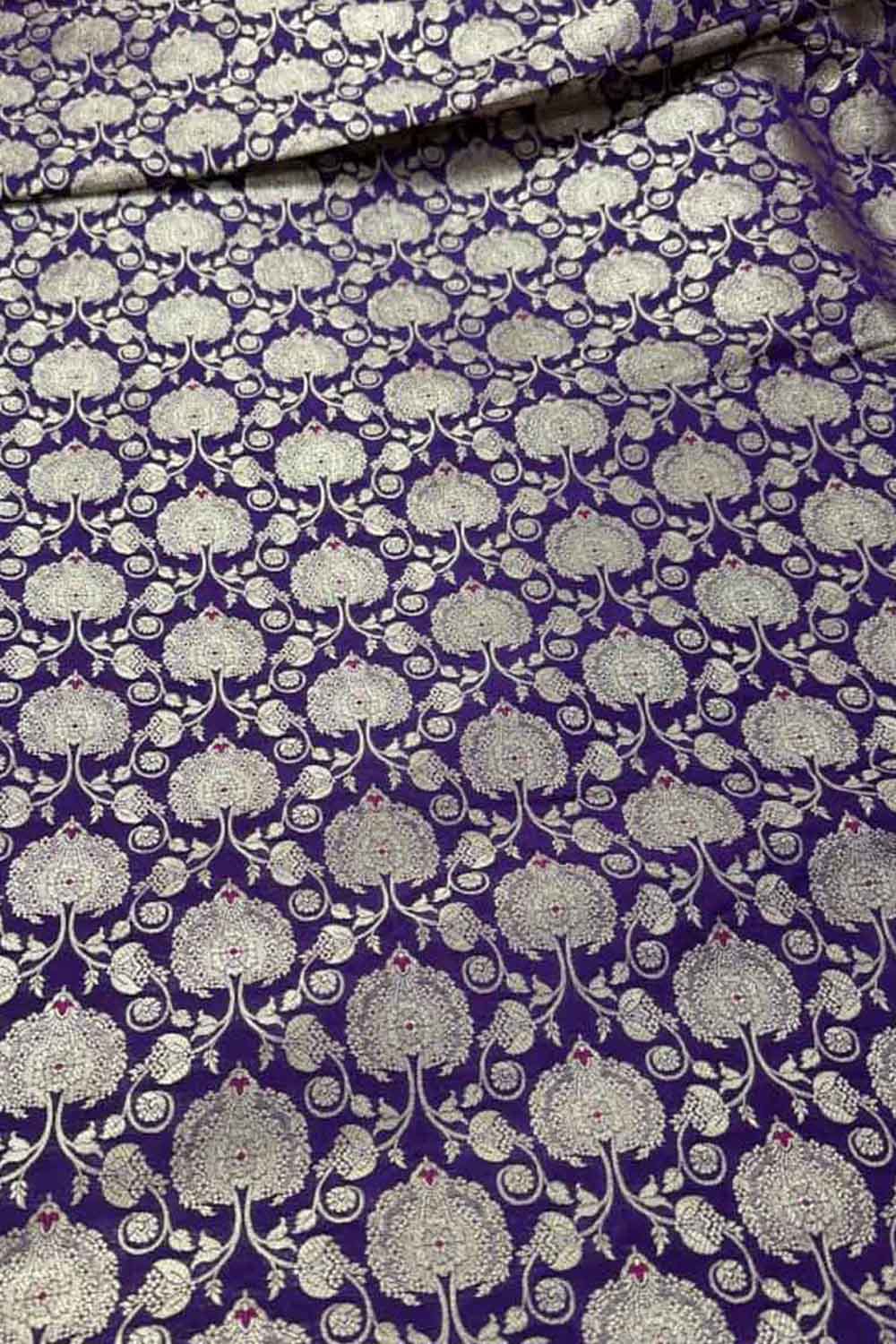Purple Banarasi Handloom Katan Silk Fabric