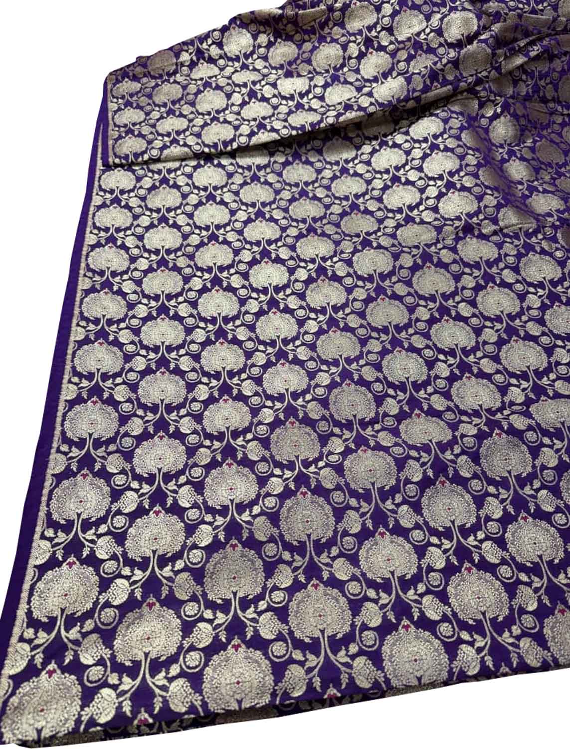 Purple Banarasi Handloom Katan Silk Fabric
