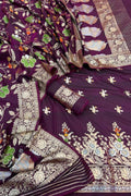 Purple Banarasi Meenakari Katan Silk Suit — Zari Meena Jaal, Festive