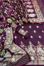 Purple Banarasi Meenakari Katan Silk Suit — Zari Meena Jaal, Festive