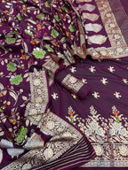 Purple Banarasi Meenakari Katan Silk Suit — Zari Meena Jaal, Festive