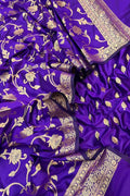 Purple Banarasi Silk Three Piece Unstitched Suit Set