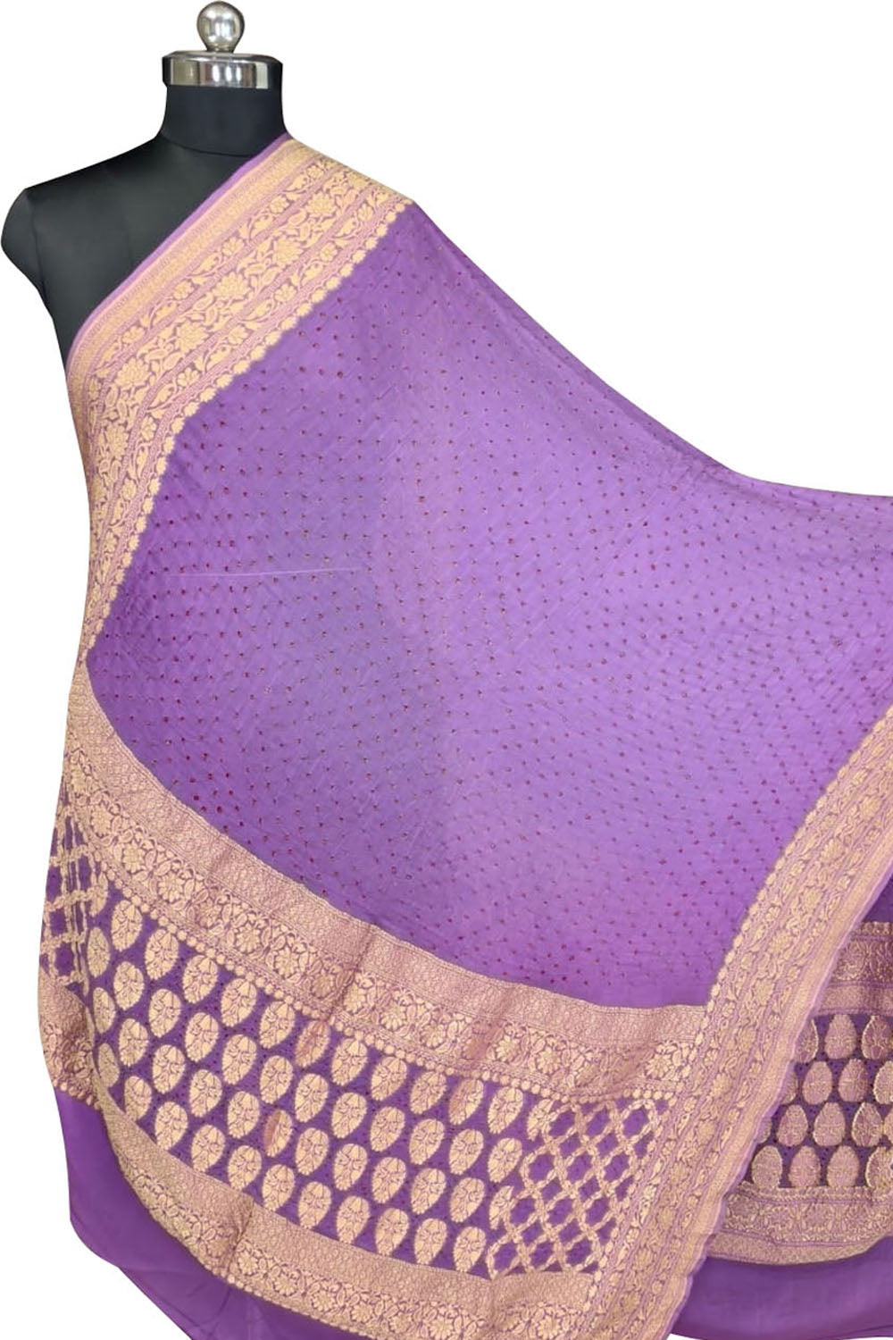 Purple Bandhani Georgette Dupatta