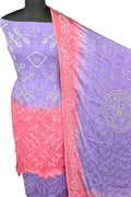 Purple Bandhani Modak Silk Three Piece Unstitched Suit Set