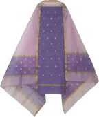 Purple Chanderi Handloom Cotton Silk Two Piece Unstitched Suit Set