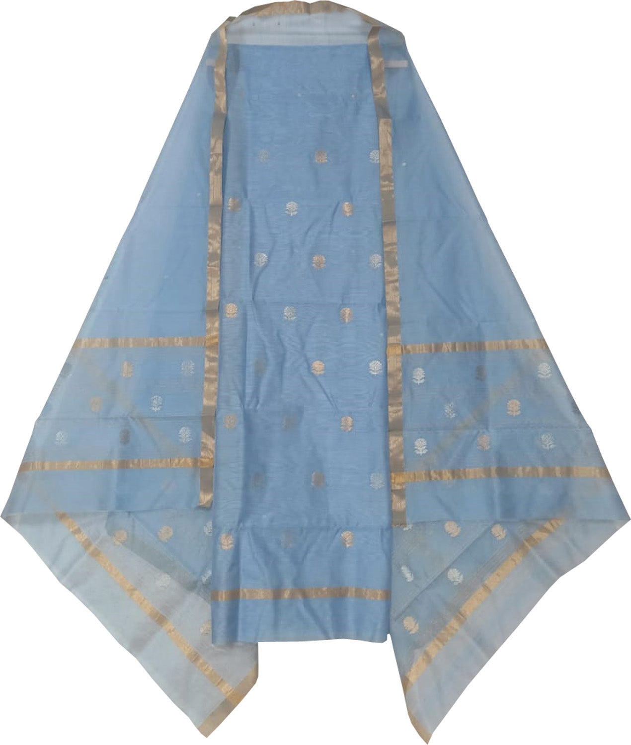 Purple Chanderi Handloom Cotton Silk Two Piece Unstitched Suit Set