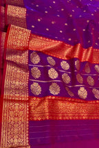 Purple Chanderi Handloom Pure Katan Silk Saree