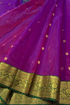 Purple Chanderi Handloom Pure Katan Silk Saree