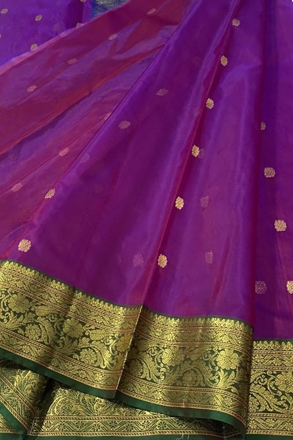 Purple Chanderi Handloom Pure Katan Silk Saree