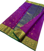 Purple Chanderi Handloom Pure Katan Silk Saree