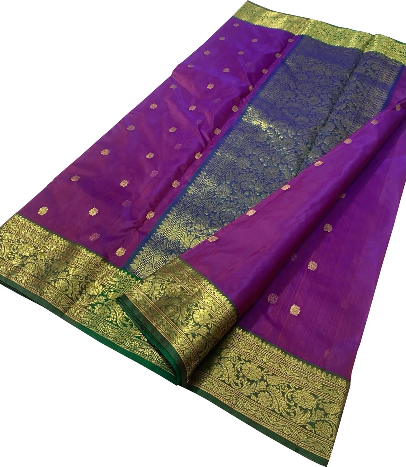 Purple Chanderi Handloom Pure Katan Silk Saree