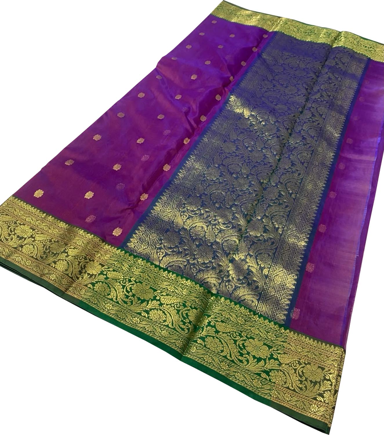 Purple Chanderi Handloom Pure Katan Silk Saree