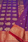 Purple Chanderi Handloom Pure Katan Silk Saree