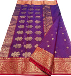 Purple Chanderi Handloom Pure Katan Silk Saree