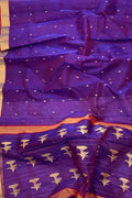 Purple Chanderi Handloom Pure Katan Silk Saree