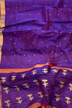 Purple Chanderi Handloom Pure Katan Silk Saree