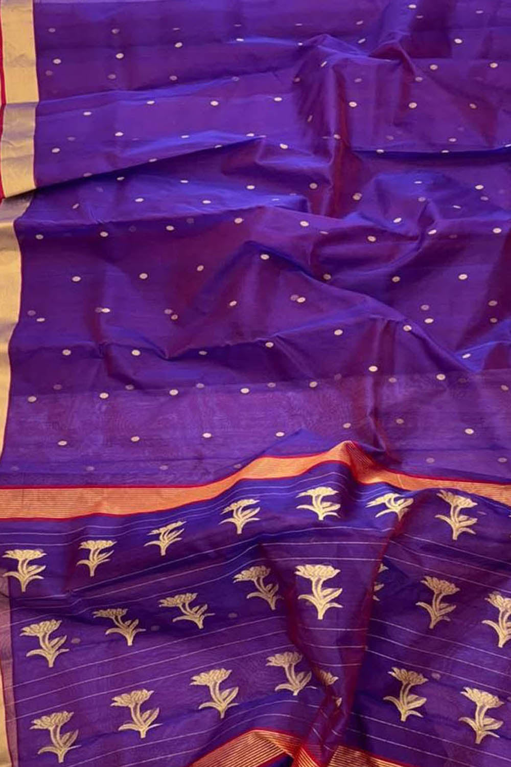 Purple Chanderi Handloom Pure Katan Silk Saree
