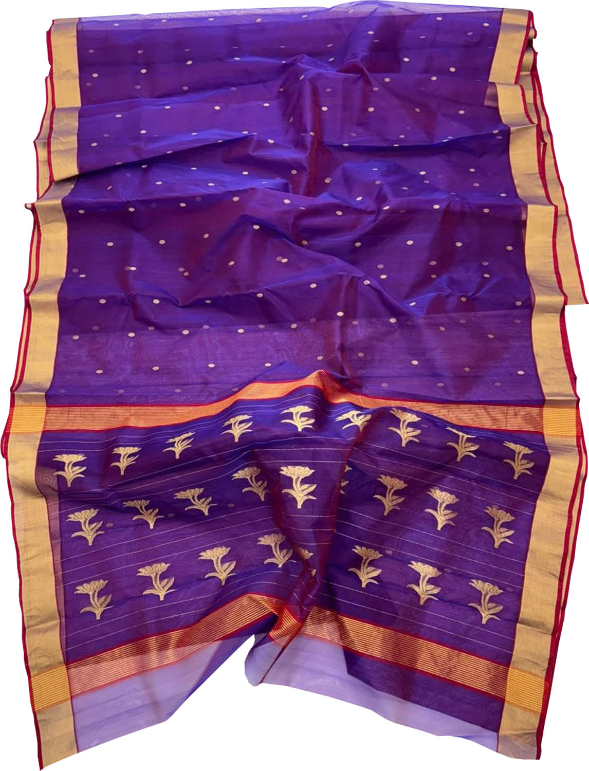 Purple Chanderi Handloom Pure Katan Silk Saree