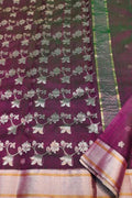 Purple Chanderi Handloom Pure Katan Silk Saree