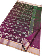 Purple Chanderi Handloom Pure Katan Silk Saree