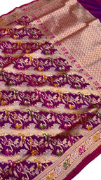 Purple Handloom Banarasi Katan Silk Meenakari Figure Work Saree