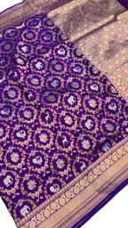 Purple Handloom Banarasi Katan Silk Meenakari Figure Work Saree