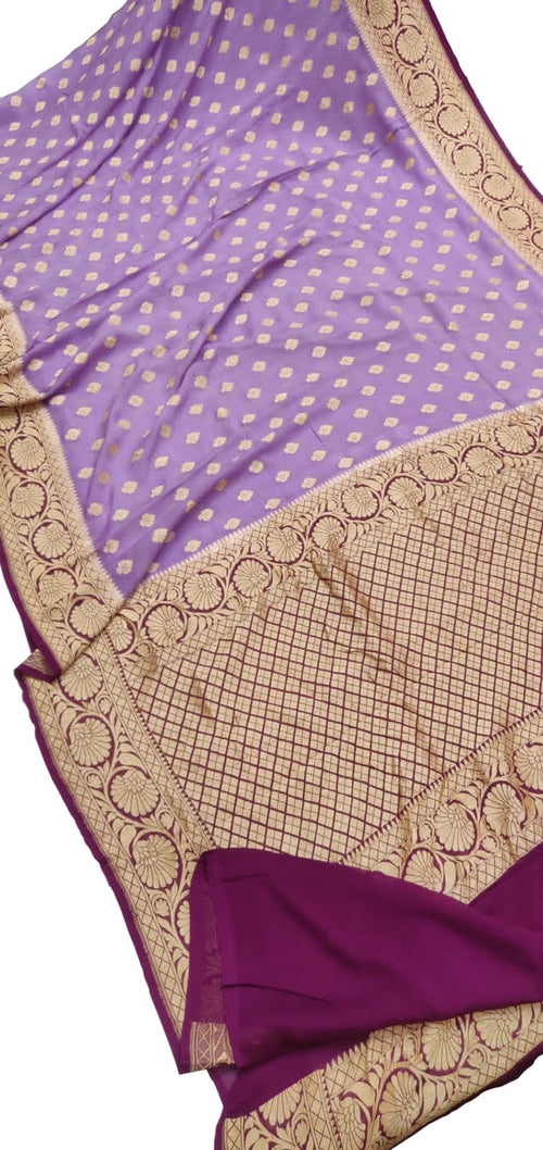 Purple Handloom Banarasi Khaddi Georgette Saree