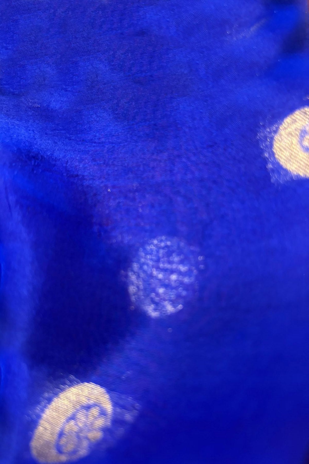 Blue Handloom Banarasi Kora Silk Chand Booti Design Fabric ( 1 Mtr )