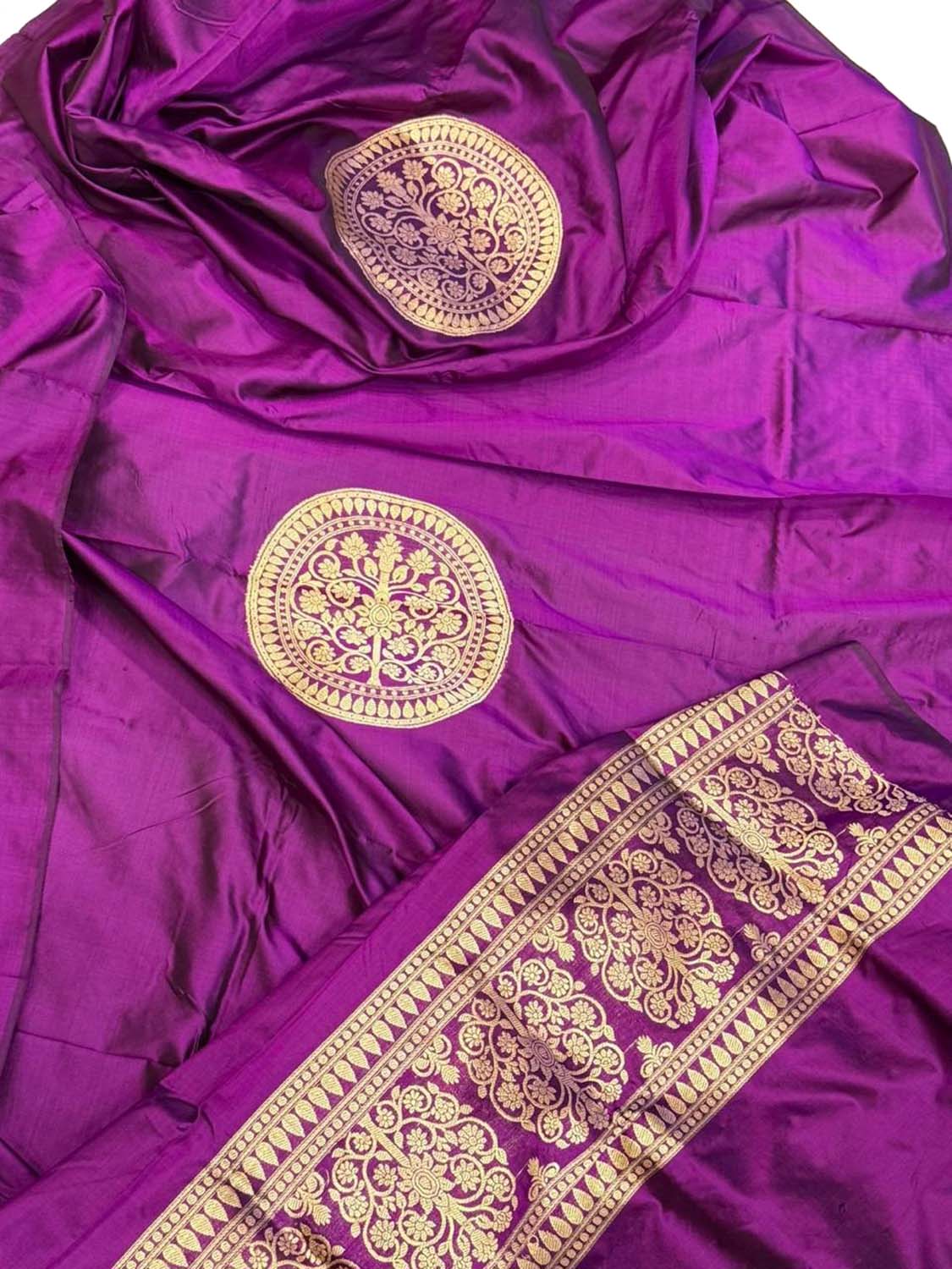 Purple Banarasi Handloom Pure Katan Silk Cordset — Bridal