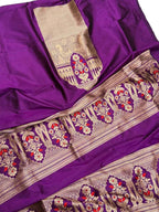 Purple Banarasi Handloom Pure Katan Silk Cordset —  Festive