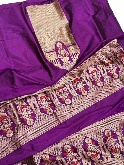 Purple Handloom Banarasi Pure Katan Silk Cordset