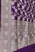 Purple Banarasi Katan Silk Dupatta Handloom Woven Festive