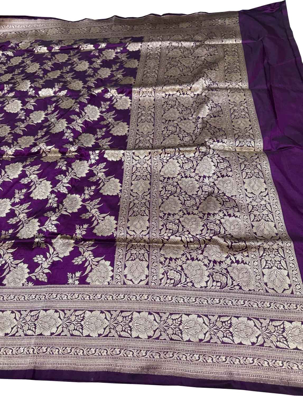 Purple Banarasi Katan Silk Dupatta Handloom Woven Festive