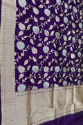 Purple Banarasi Pure Katan Silk Dupatta Handloom Varanasi