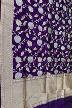 Purple Banarasi Pure Katan Silk Dupatta Handloom Varanasi