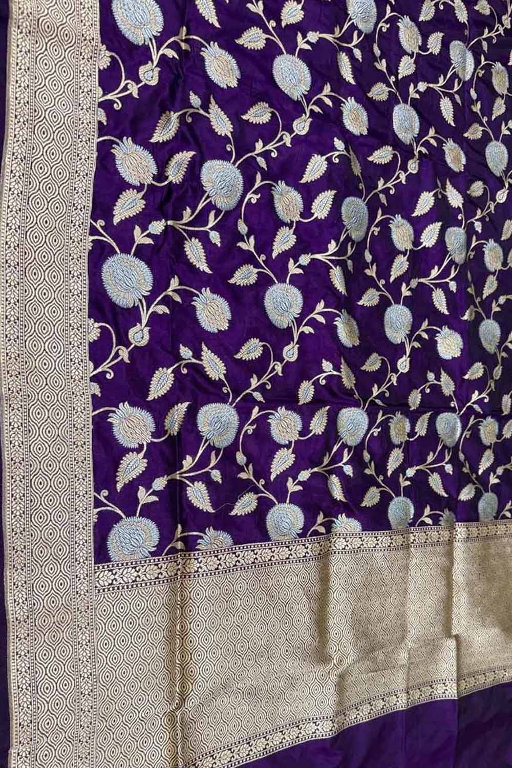Purple Banarasi Pure Katan Silk Dupatta Handloom Varanasi