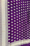 Purple Banarasi Katan Silk Dupatta Handloom Pure Silk