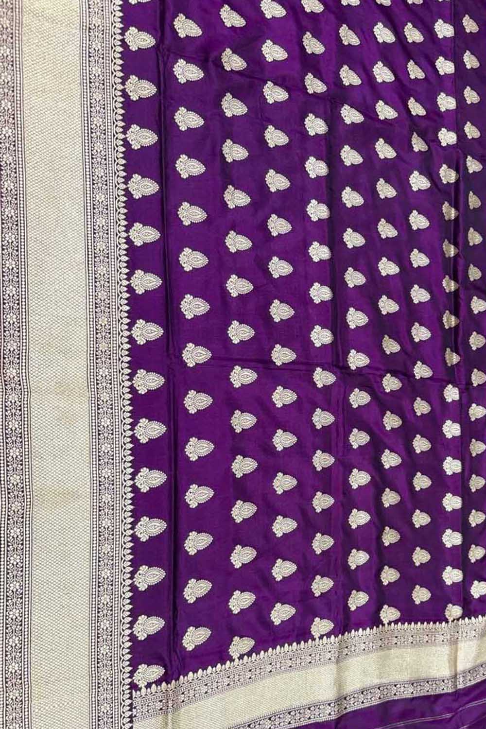 Purple Banarasi Katan Silk Dupatta Handloom Pure Silk