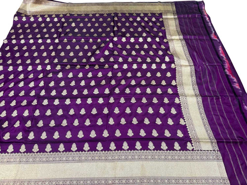 Purple Banarasi Katan Silk Dupatta Handloom Pure Silk