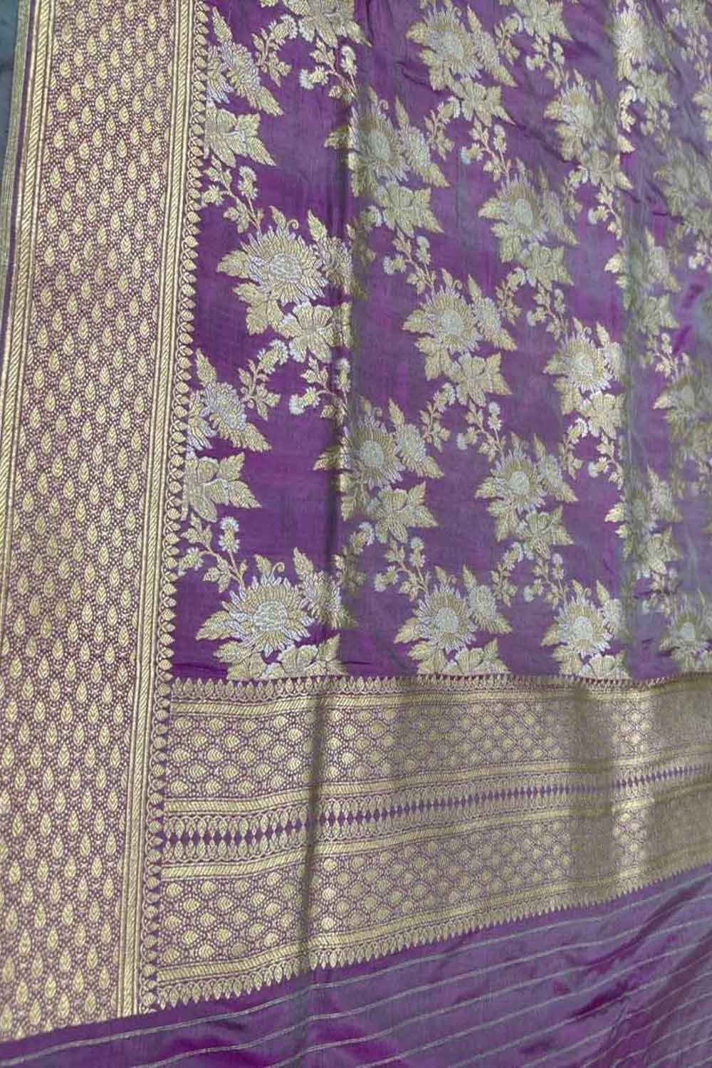 Purple Banarasi Katan Silk Dupatta Pure Handloom Silk