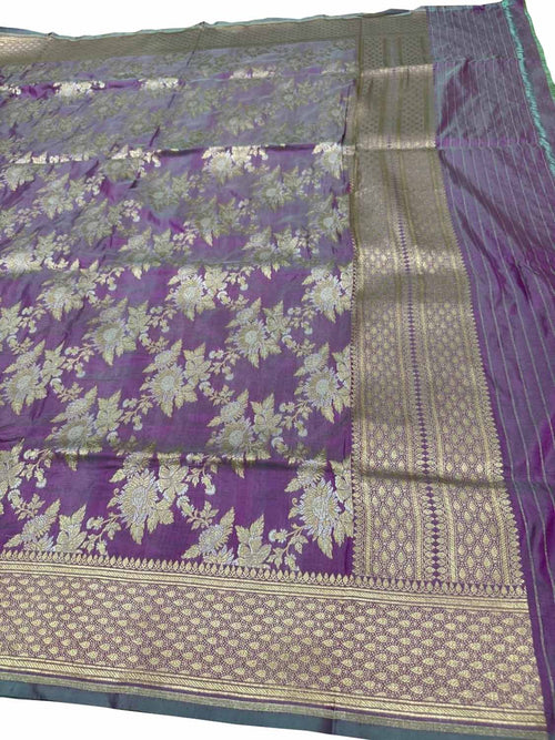 Purple Banarasi Katan Silk Dupatta Pure Handloom Silk