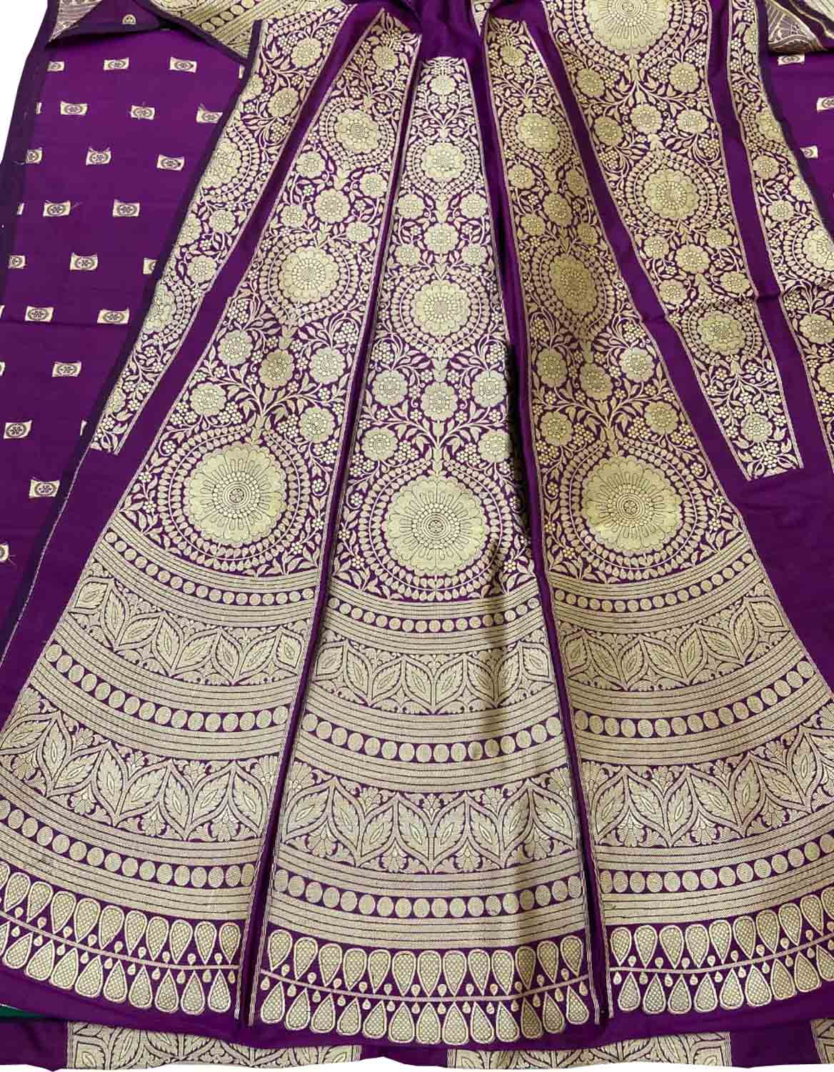 Purple Handloom Banarasi Pure Katan Silk Unstitched Lehenga Set