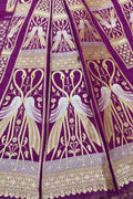 Purple Handloom Banarasi Pure Katan Silk Unstitched Lehenga Set