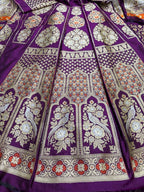 Purple Handloom Banarasi Pure Katan Silk Unstitched Lehenga Set