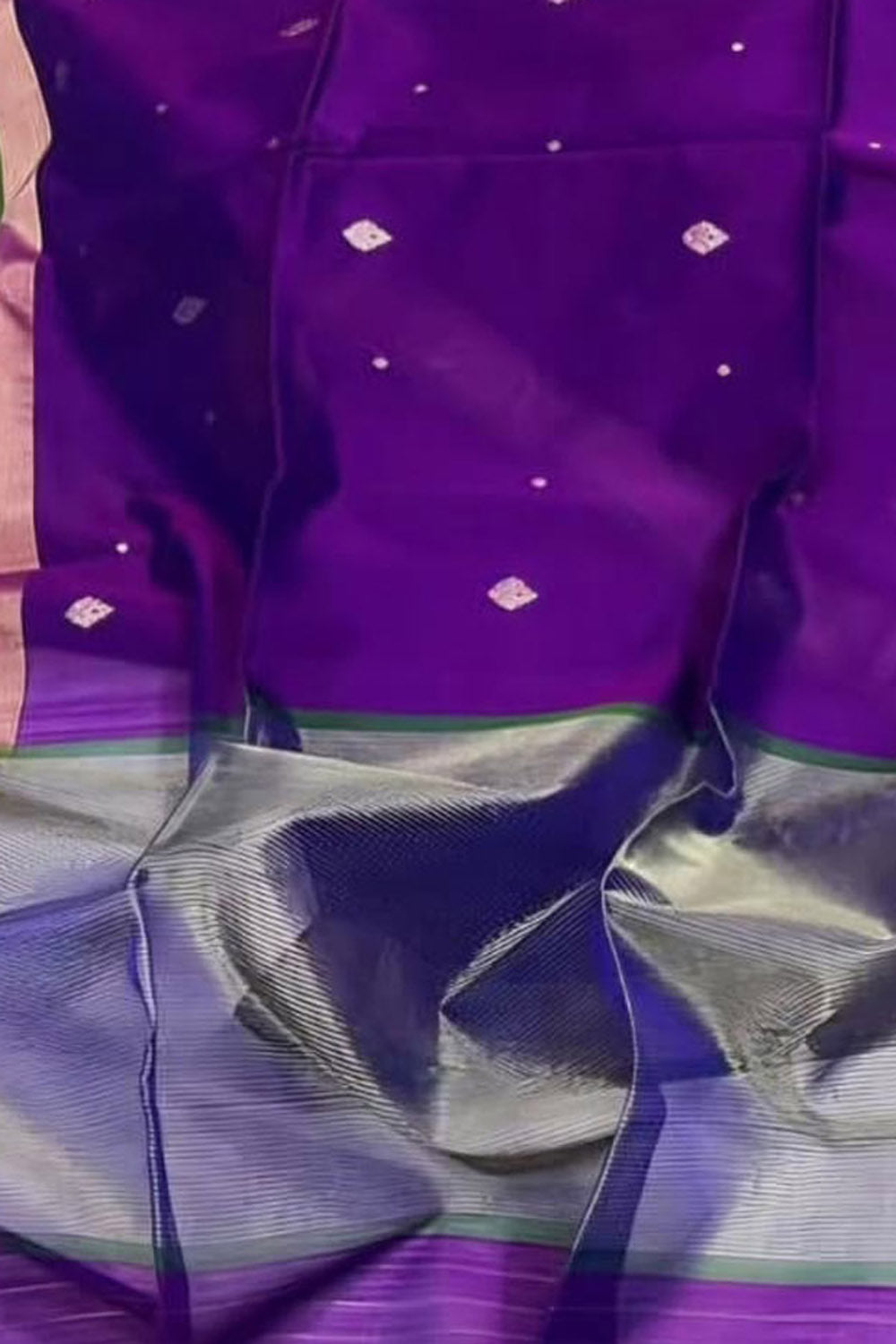 Purple Handloom Chanderi Cotton Silk Saree