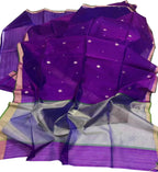 Purple Handloom Chanderi Cotton Silk Saree