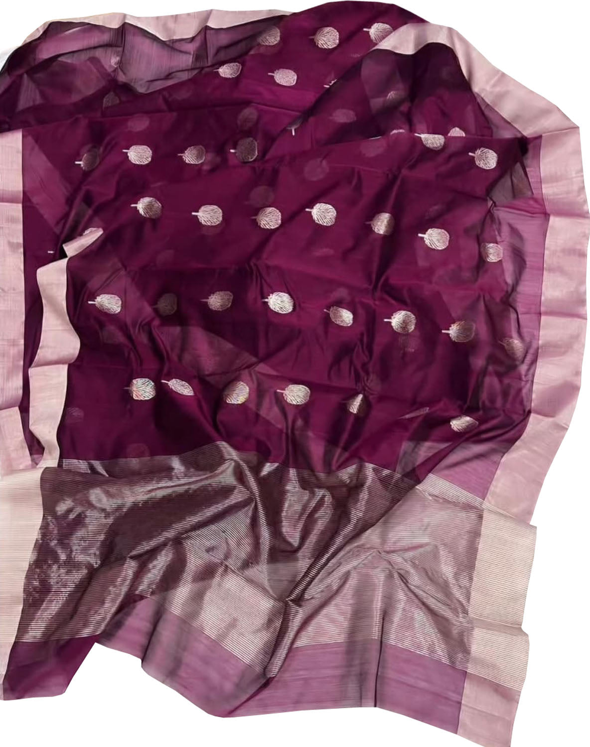 Purple Handloom Chanderi Cotton Silk Saree