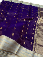 Purple Handloom Chanderi Pure Silk Saree