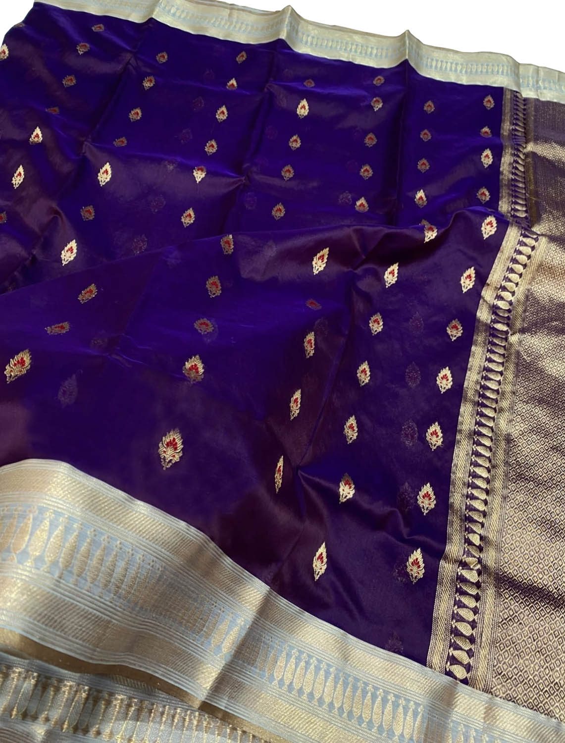 Purple Handloom Chanderi Pure Silk Saree